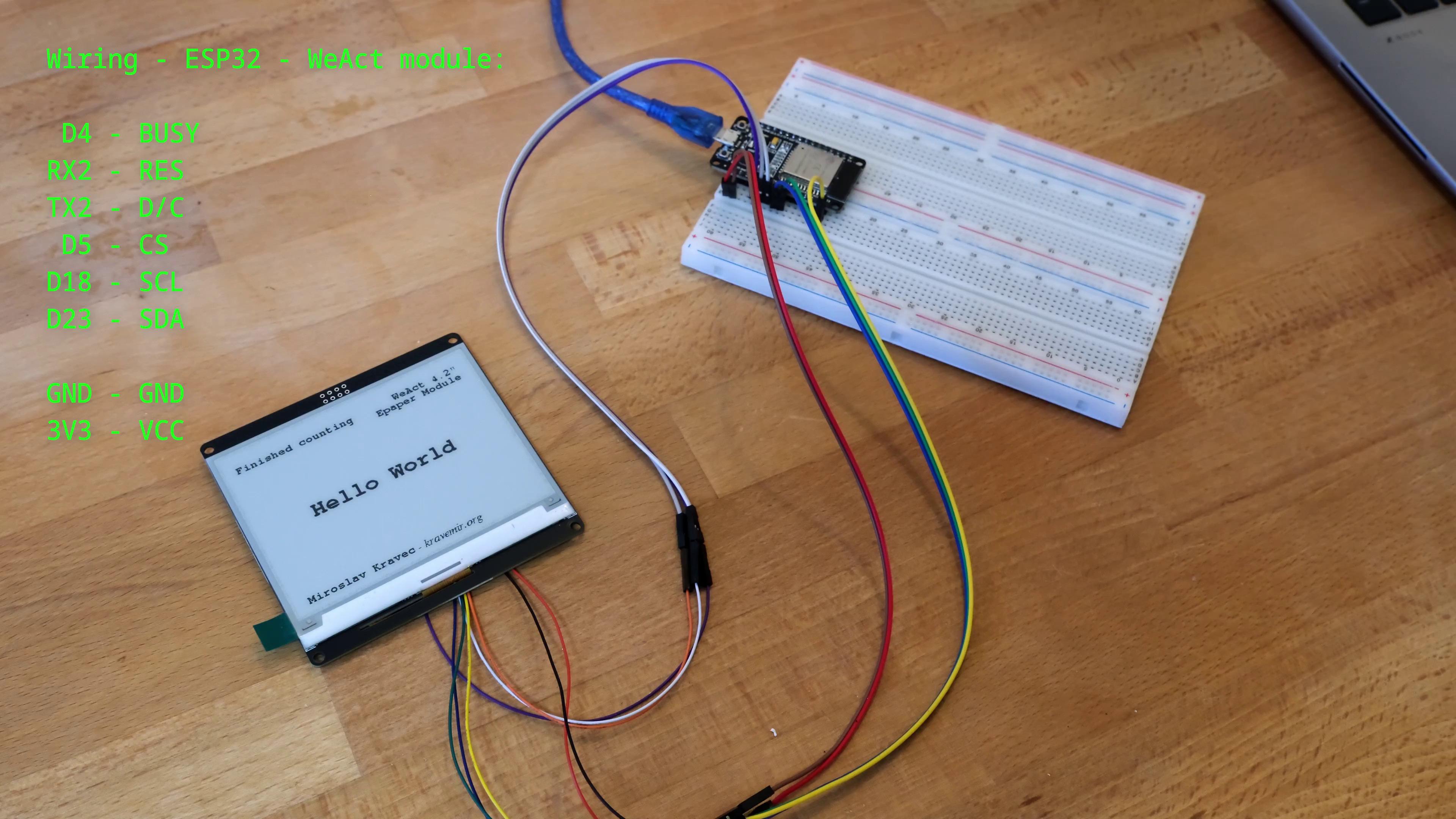 Wiring ESP32 and WeAct 4.2" Epaper Module Wiring ESP32 and WeAct 4.2" Epaper Module